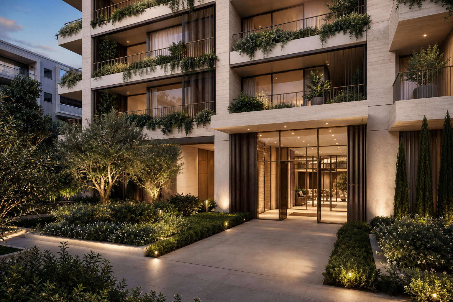 Modern Athens residential development with landscaped courtyard, photo 1
