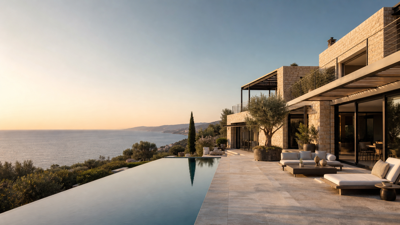 Contemporary Mediterranean villa with infinity pool and sea view